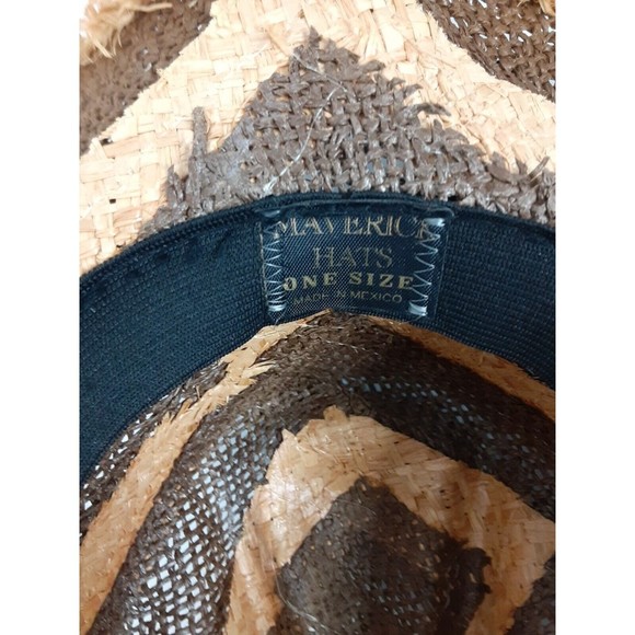 MAVERICK Distressed Straw Western Cowboy Hat One Size 7"X 8" inside measurements - Picture 9 of 11